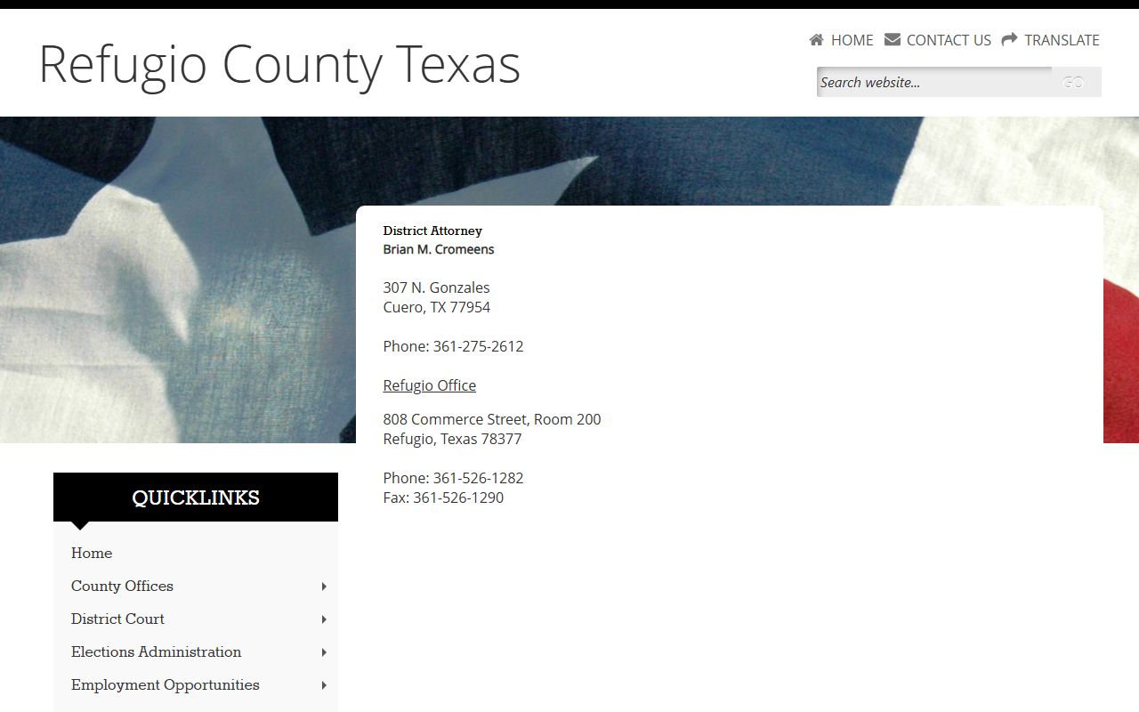 Refugio County court records after jail arrest district attorney page
