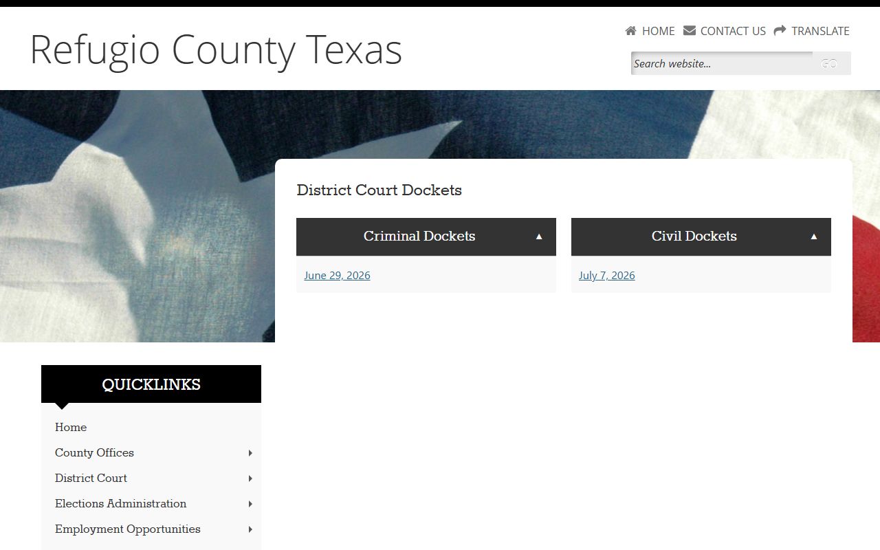 Refugio County court records after arrest district court dockets page