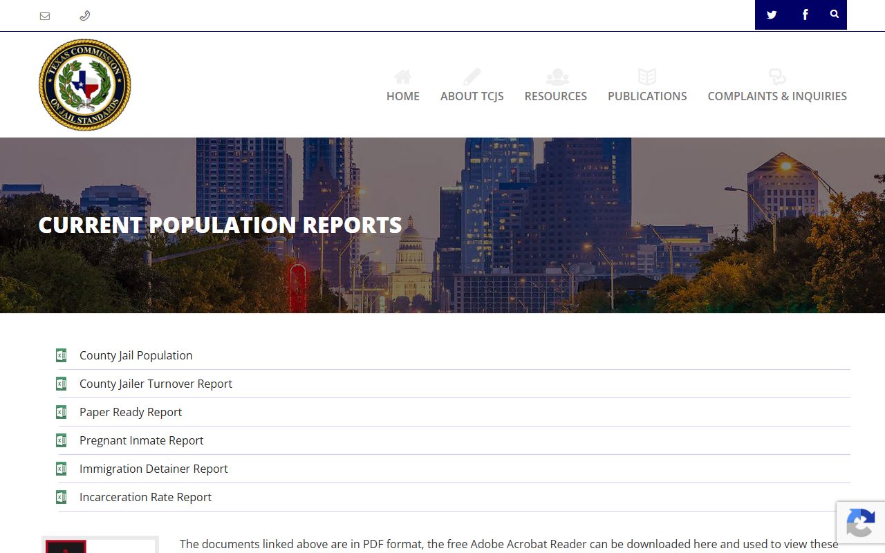 Refugio County inmate population TCJS population reports source